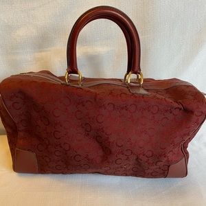 Vintage Celine burgundy canvas Boston bag